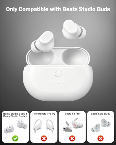Image of Charging Case Replacement for Beats Studio Buds - Earbuds Charger Case with Bluetooth Pairing Sync Button, 660mAh Battery (Earbuds Not Included), White