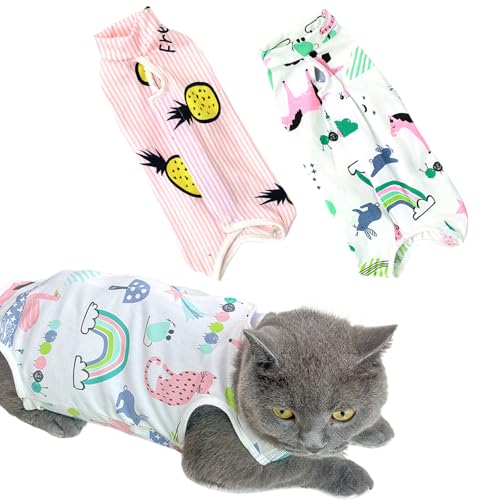 BDSHUNBF 2pcs Katzenbody Nach OP Erholungsanzug, Katzen Body für Katzen Operation, Katzen Kleidung, Anti-leckende, ideal für Postoperative Genesung