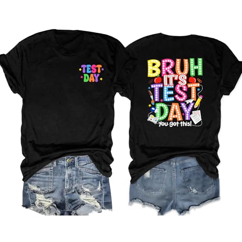 Test Day Shirt for Women: Teacher Testing Day Tshirt You Got This T-Shirt Teacher Gifts Short Sleeve Tee Tops(Black,Small)