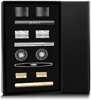 JeweBella 10/12 Tie Clip Cufflinks for Men Gold/Silver/Black Tie Pin Classic Clip on Tie Business Wedding Tie Bar Clip Set Wedding with Gift Box