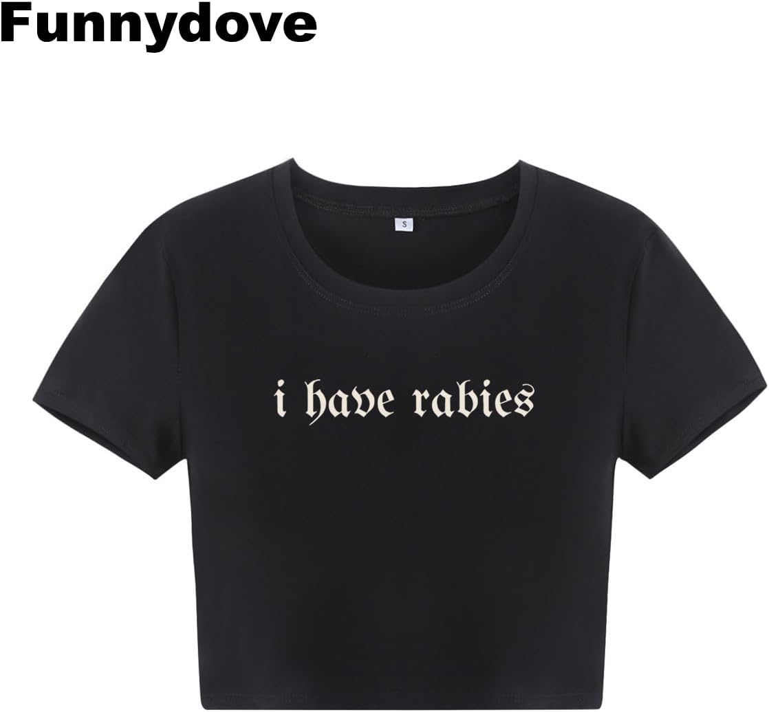 I Have Rabies Gaphic Crop Tshirt Women - Image 2