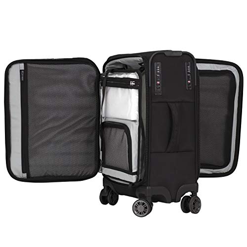 M&A Dual Opening Wide Trolley Hardside Luggage, Black, Carry-On 22-Inch2