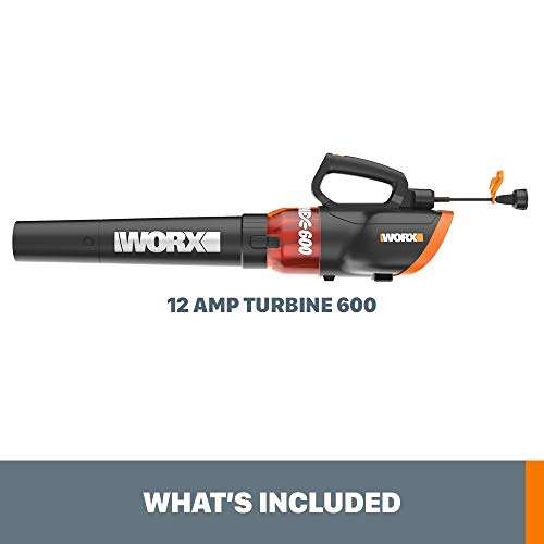 WORX WG520 12 Amp Turbine 600 Electric Leaf Blower Smoke Home & Garden