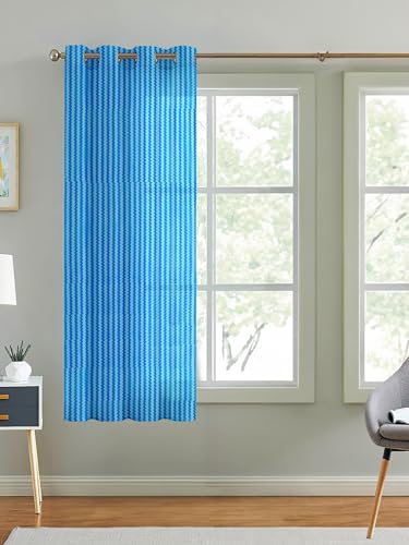 Image of Cortina Polyster Transparent Curtain Set |Window Installation | Bedroom Living Room Kids Room | 5 Feet Window Curtain Pack of 1 | Blue