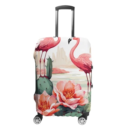 Cactus Flamingo Rose Flowers Travel Luggage Cover Anti-scratch Suitcase Cover Elastic Suitcase Protective Cover Fits 19-32 Inch Luggage XL