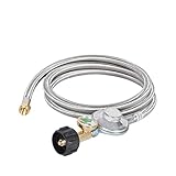 GasSaf 6FT Propane Regulator Hose with Gauge, Grill Regulator Hose QCC1 Connection for Most LP Gas Grill, Heater, and Fire Pit Table, 3/8' Female Flare Nut