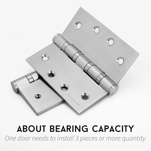 3 Pack goldenwarm Satin Nickel 4'' Door Hinges for Exterior Doors Ball Bearing Door Hinges 4in x 4in with Square Corner, Heavy-Duty, 304 Stainless Steel by Goldenwarm - Image 5