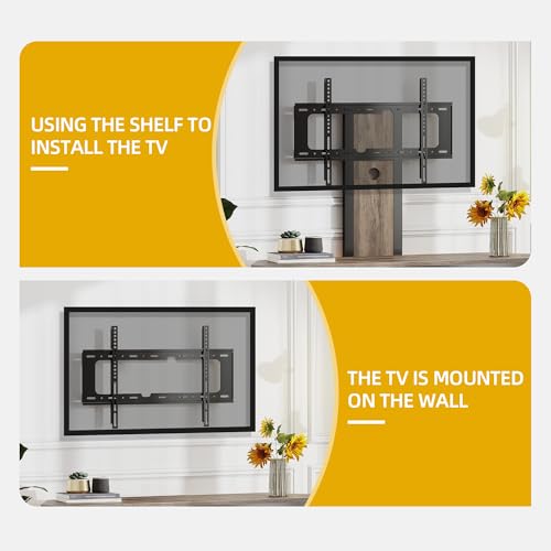 DWVO Farmhouse TV Stands for Living Room w/Power Outlet, TV Stand with Mount, LED Entertainment Center for 70/65/60 inch TV, Height Adjustable TV Console Cabinet, Grey