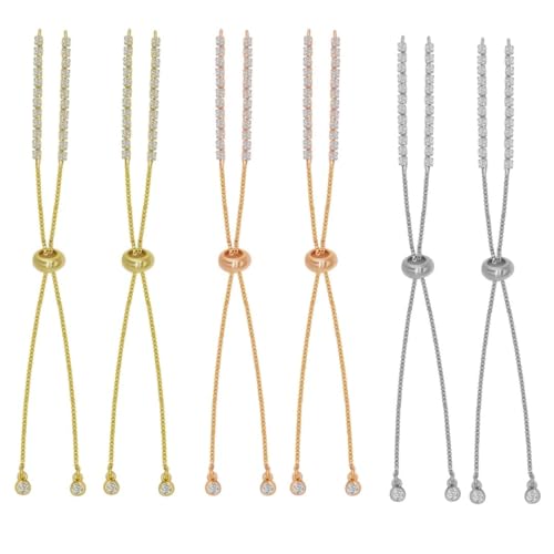 Image of SATRA TRADERS Brass Diamond Adjustable Slider Chain Bracelet | Size : 4inch | Qty : 2pcs | B1