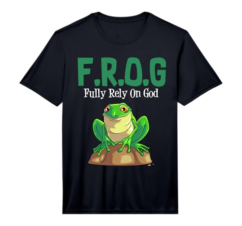 Cool F.R.O.G. Fully Rely On God | Funny Christian Faith Gift Performance T-Shirt