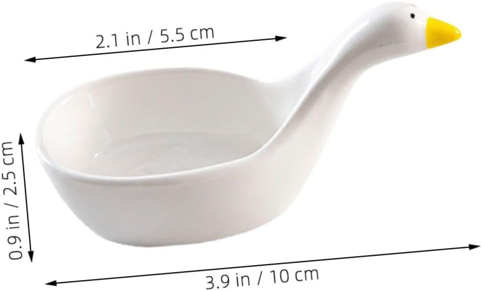 Healifty 2pcs Ceramic Swan Shaped Small Dipping Bowls for Sauces and Condiments Mini Porcelain Side Dish Plates Cute Stackable Seasoning Dishes for Home and Restaurant Use