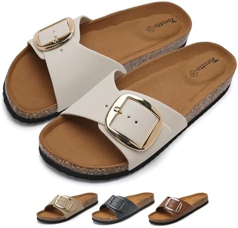 Torotto Pantoletten Damen Sandalen Latschen Schlappen Hausschuhe Bequeme Verstellbare Schnalle