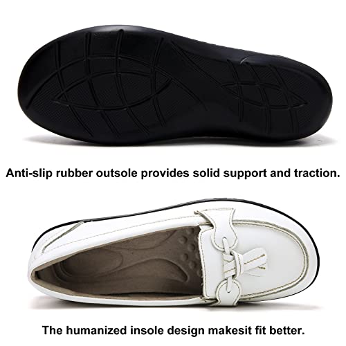 Image of Maichal Loafers for Women Slip On Comfort Leather Tassel Dress Shoes