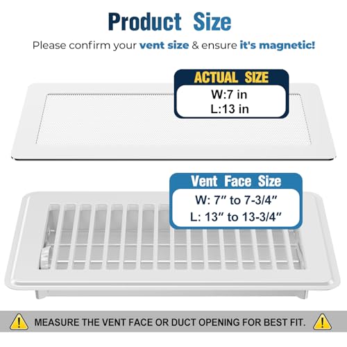 YEHANLY Magnetic Vent Covers with Vent Screen 7x13 Inch, White Mesh Covers for Floor, Wall, Ceiling Floor Catch Debris Hair Insect, 3 Pack — view 5