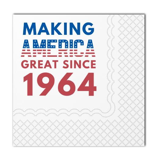 SharkBliss Making Great Since 1964 60th Birthday Cocktail Napkins, 50 Pack 60th Birthday Disposable Paper Cocktail Beverage Napkins in Bulk for His Her Sixty 60th Birthday | 2-Ply, 5x5" (1964)