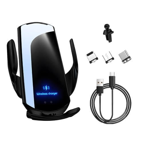 MUQIDA Wireless Car Charger, 15W Fast Charging Air Vent Mount Auto-Clamping Phone Holder, Automotive Electric Induction Charger 360° Rotating Magnetic Vent Mount Bracket for Smartphones (Black)