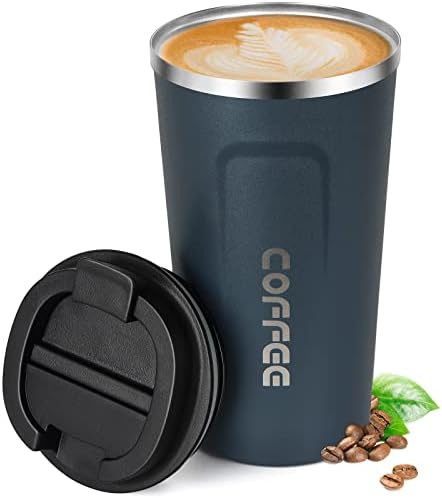 18oz (510ml) Vacuum Insulated Travel Mug, Smilatte Leakproof Double Wall Stainless Steel Reusable Coffee Cup with Lid for Hot & Cold Drinks, Matte Texture Pink