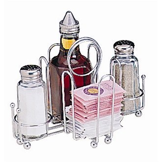Stalwart C159 Table Organiser, Chrome Plated Wire Cruets Not Included, Silver