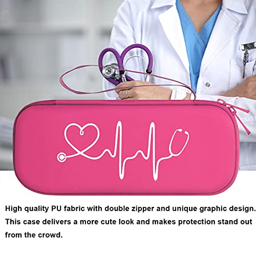 Bovke Travel Carrying Case Compatible With 3M Littmann Classic Iii,Mdf Acoustica Deluxe Stethoscopes - Extra Room For Medical Bandage Scissors Emt Trauma Shears And Led Penlight, Raspberry #TOP6