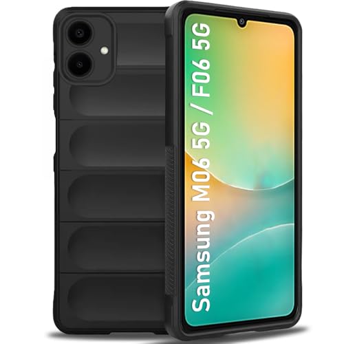 Image of TheGiftKart Liquid Silicon Back Cover Case for Samsung Galaxy M06 5G / F06 5G | Shockproof Military Grade Protection | Micro-Fibre Cloth On Inner Side | Anti-Slip Grip Back Cover Case (TPU, Black)