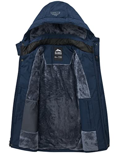Image of ELLSWOS Men's Waterproof Ski Jacket Winter Snow Coat Warm Hooded Raincoat Windproof Windbreakers