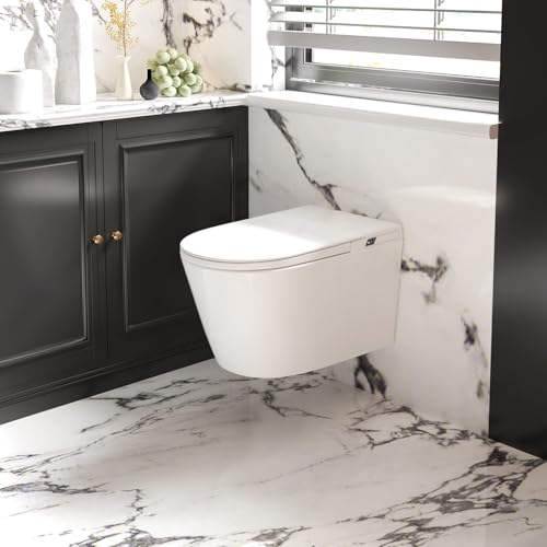 Image of Basic Smart Function Wall Hung Toilet Combo, Built-In Water Tank, Heated Seat,Auto Flush,Foot Sensor Flush,Nightlight, with In-Wall Carrier (No Need to buy an Additional Water Tank)