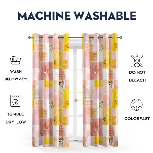 Rideaux patchwork fleurs aquarelle pour ambiance cosy de salon - 5