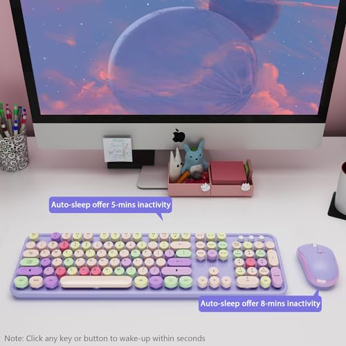 Image of Kootop Wireless Computer Keyboard and Mouse Combo,Colorful Purple