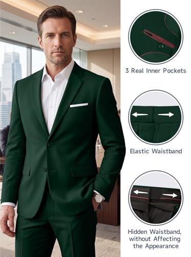 Image of Mens 2 Piece Suit Slim 2 Button Prom Suit Jacket Pants Tuxedo Set