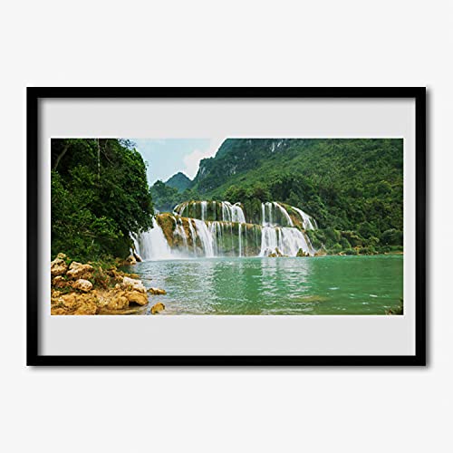 Affiche avec cadre pour mur vide 70x50 cm Tulup paysage cascade forestière habillage salon facile