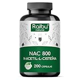 NAC N-Acetil-Cisteína 800 mg - 200 Cápsulas I Alta Biodisponibilidad para Más de 6 Meses I NAC N-Acetil-L-Cisteína de Calidad Natural, Sin Aditivos y Vegano