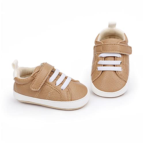 Image of SOFMUO Baby Boys Girls High Top Ankle PU Leather Sneakers Soft Rubber Sole Infant Moccasins Newborn Oxford Loafers Anti-Slip Toddler Wedding Uniform Dress Shoes