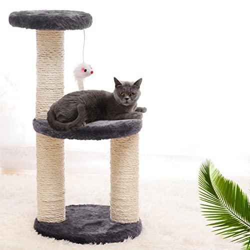 Prettyia Torre de árvore de gato para escalada com postes de arranhão com brinquedos de pelúcia para