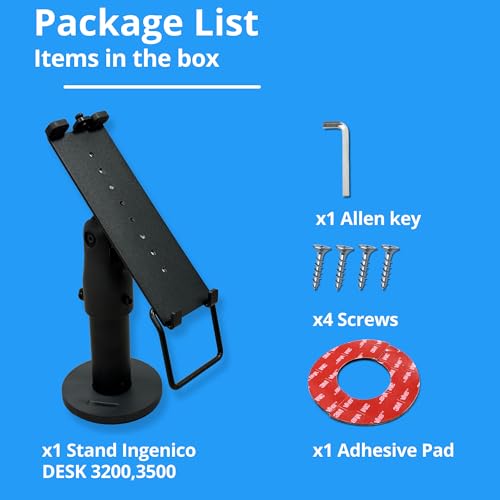 POS VALLEY Ergonomischer Halter für Ingenico Desk 3200/3500 Zahlungsterminal - POS-Stand für EC-Terminal mit Griff, 180° Drehung, 45° Neigung, Befestigung mit Schrauben oder Klebepad