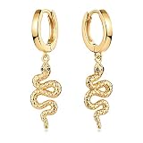 MYEARS Women Snake Earrings Gold Huggie Hoop Serpent Diamond Cubic Zirconia Dangle Drop 14K Gold Fil