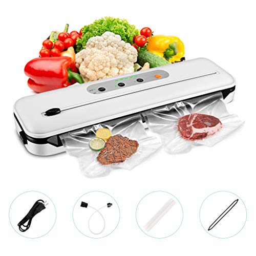 Vacuum Sealer Machine Kit Food Saver Automatic Packing Machine 2020 Upgrade 60Kpa Strong Vacuum |Dry Moist Food Modes | UL Safe | Widened Sealing Tape | Kit of Rolls &Hose &Replaceable Sealing