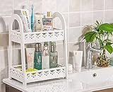 Mandydov European-style Double-layer Desktop Storage Rack Organizer Cosmetic Stationery Storage Holder for Kitchen Bathroom Office