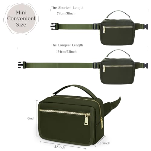 Image of printe Small Diaper Bag with Portable Changing Pad, Crossbody Diaper Pack with Wipes Pocket, Women Waist Bag for Travel Stroller, Olive Green