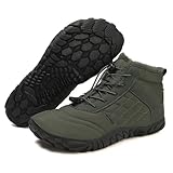 mens Wide Toe Box Winter Cross Trainer Minimalist anti skid shoes for women Cotton Boots Sneakers Outdoor Ankle Boots (Military Green, Adult, Men, 7, Digital, US Shoe System, Medium (Medium))