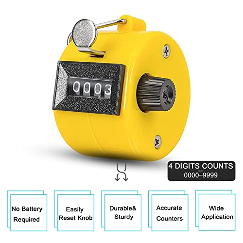 Hand Tally Counter 4-Digit Counter Clicker Mechanical Palm Click Handheld Budget Pitch Counter with Finger Ring Digit Number Clicker for Row, Golf, Lap, Knitting Sports Events Office Stadium (4pack) - Thumbnail 2