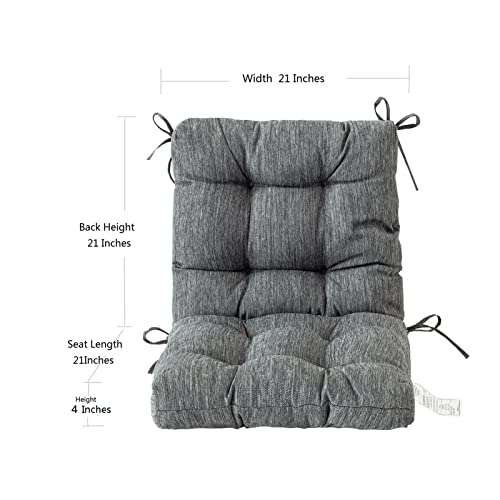 Image of QILLOWAY Outdoor Chair Cushion for Patio Furniture, Waterproof Patio Cushions Set of 2 with Ties, Fade Resistant Replacement Pads for Outdoor Rocking Chairs,Charcoal Grey,Black