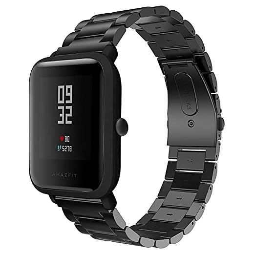 Metalica Correa Compatible con Amazfit BIP /Amazfit LITE de 20 mm, Correa de Acero Inoxidable Agradable reemplazo Pulsera Kokymaker (NERGO)