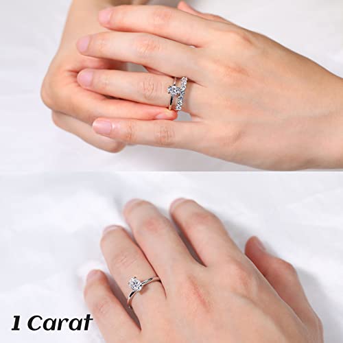 1 Carat Oval Cut Moissanite Engagement Ring for Women 925 Sterling Silver Solitaire Rings D Color Lab Created Diamond Promise Wedding Ring for Her Size 4.5 - Image 4