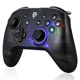 Manettes Switch, Manette pour Nintendo Switch, Manette Switch sans Fil Bluetooth, 6 Axes Manette Switch Pro avec Double Moteur Intégré pour Nintendo Switch Pro/ Lite et PC, Black
