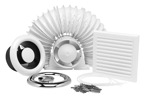 Xpelair Airline Al100T 4/100mm Inline Axial Extractor Fan with Timer for Bathrooms and Shower Rooms, Complete with Loft Fitting Kit, White