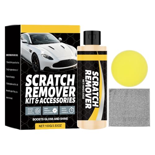 Dmuzsoih Eliminador De Rayaduras Para La Pintura Del Coche,100 G Restaurador - Producto Para Quitar Arañazos Con Esponja Y Toalla | Para Pulido Restauración Brillo Carrocería Exterior Cuidado De
