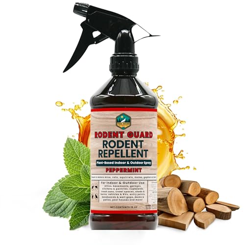 Rodent Guard - Peppermint Oil Spray for Rodents - Natural Peppermint Rodent & Pest Control Spray - Plant-Based Indoor & Outdoor Mouse Spray - Safe Around Pets & Kids - Repels All Rodents 16oz