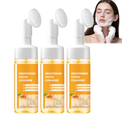 Nettoyant visage moussant au curcumas et brosse nettoyante soin nourrissant exfoliant 3pcs