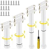 CNKHDZ Pieds de Meuble réglables en métal Pieds de lit, T-Shaped Stainless Heavy Duty Bed Centre Frame Slat Support Feet, DIY Pieds de Remplacement pour canapés (Blanc, 38-55cm/4pack)