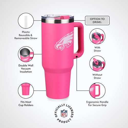 Image of The Memory Company Officially Licensed NFL - Philadelphia Eagles 40oz Pink Game Day Tumbler with Team Logo